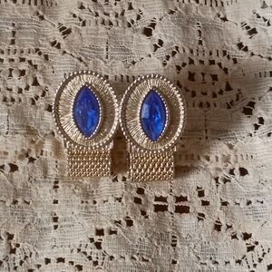 Dazzling Sapphire and Silver Mesh Earrings